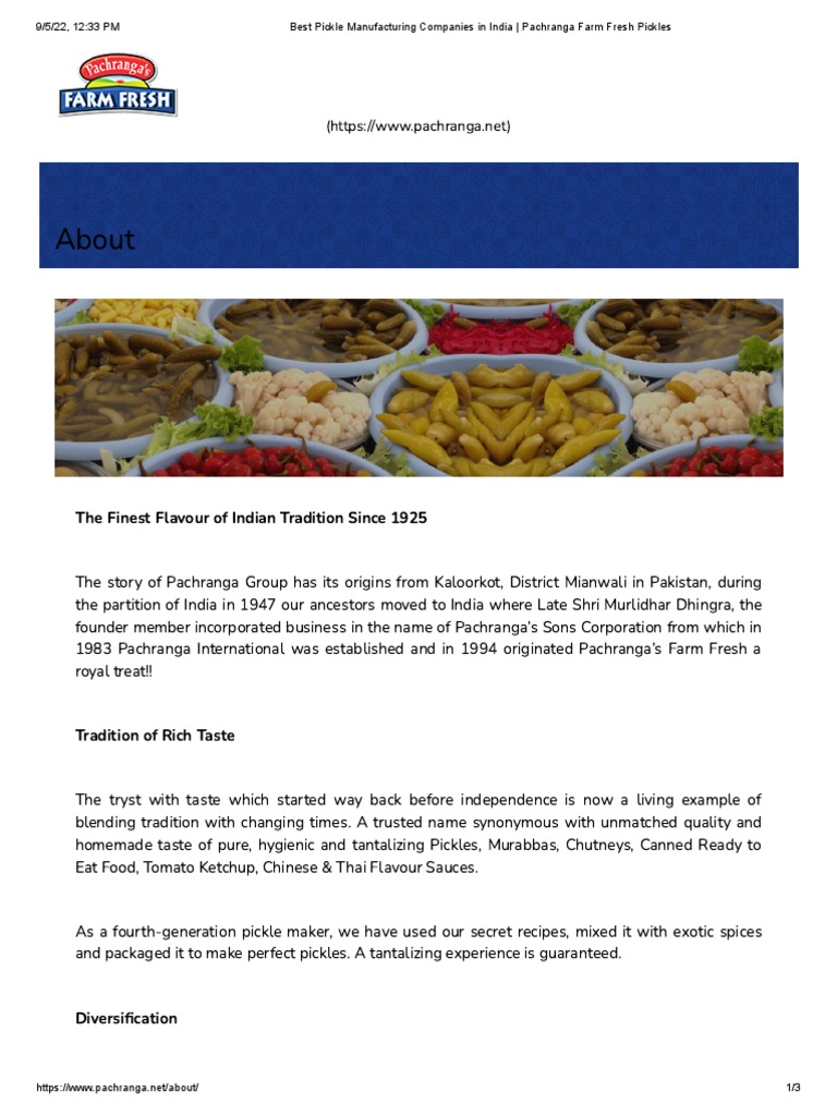 Best Pickle Manufacturing Companies in India Pachranga Farm Fresh