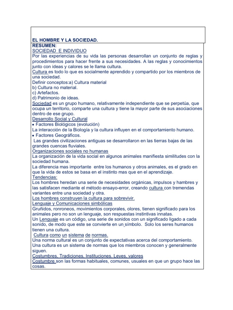 El Hombre y La Sociedad | PDF | Sociedad | Comportamiento