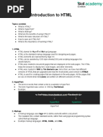Introduction To HTML - Notes