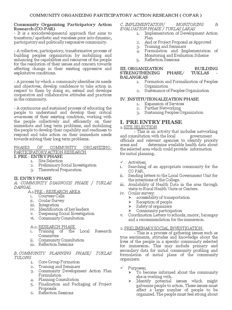 Community Organizing Participatory Action Research Download Free Pdf