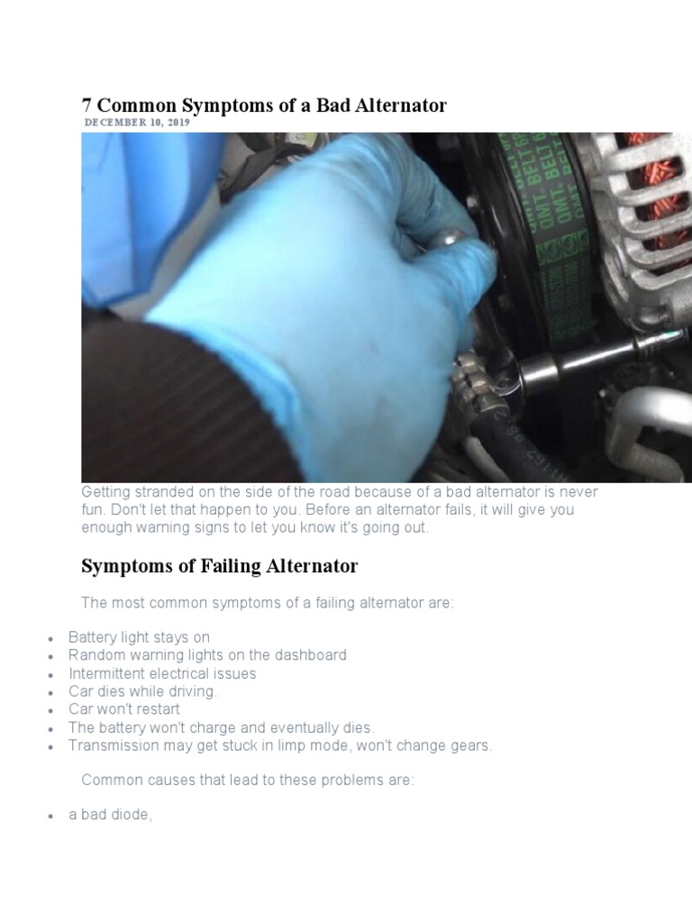 Symptoms of a Failing Alternator | PDF | Belt (Mechanical) | Motor Vehicle