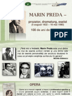 Marin Preda: Prozator, Dramaturg, Eseist 100 de Ani de La Naştere