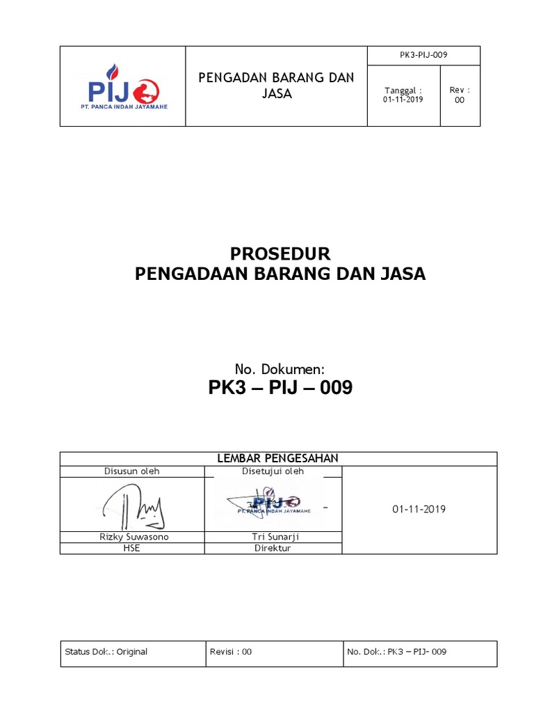 Prosedur Pengadaan Barang dan Jasa K3 | PDF