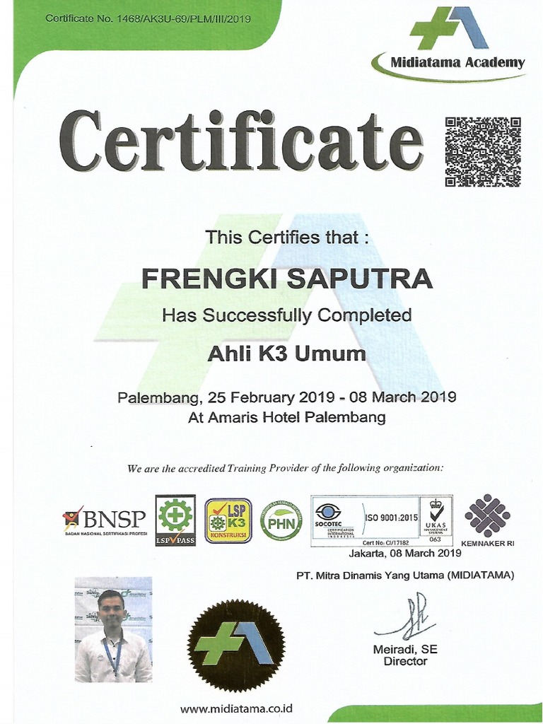 Sertifikat K3 Umum PDF