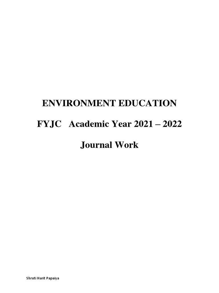 2022 Fyjc Journal Environment Education | PDF | Deforestation | United ...