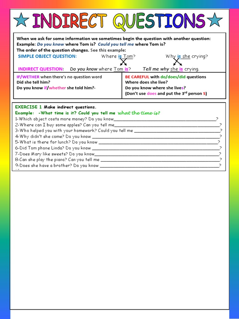 I04 - Indirect Questions | PDF | Language Arts & Discipline