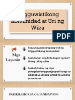 Linggwistikong Komunidad, at Uri NG Wika