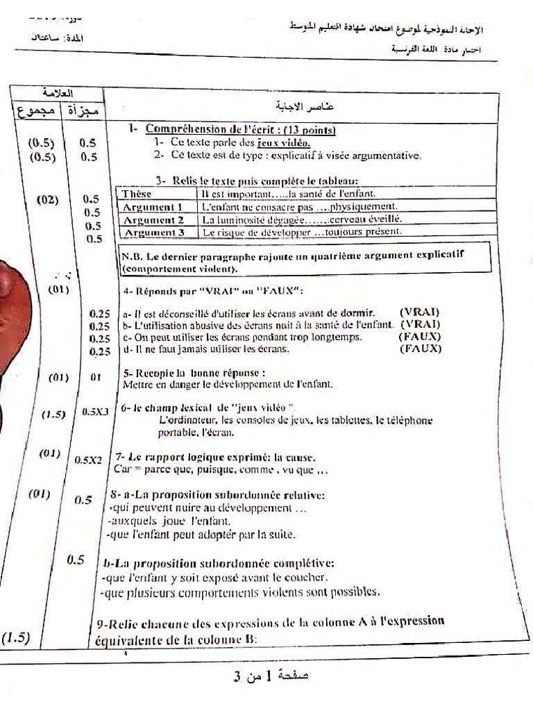 Correction Bem Français 2019 | PDF