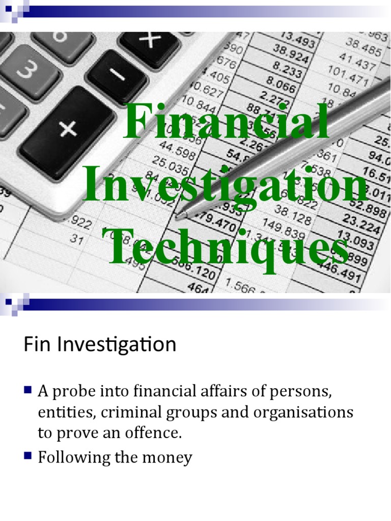 Financial Investigation Techniques PDF Expense Loans