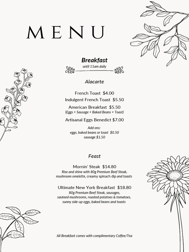 NSB Menu March 2022 PDF Steak Sausage