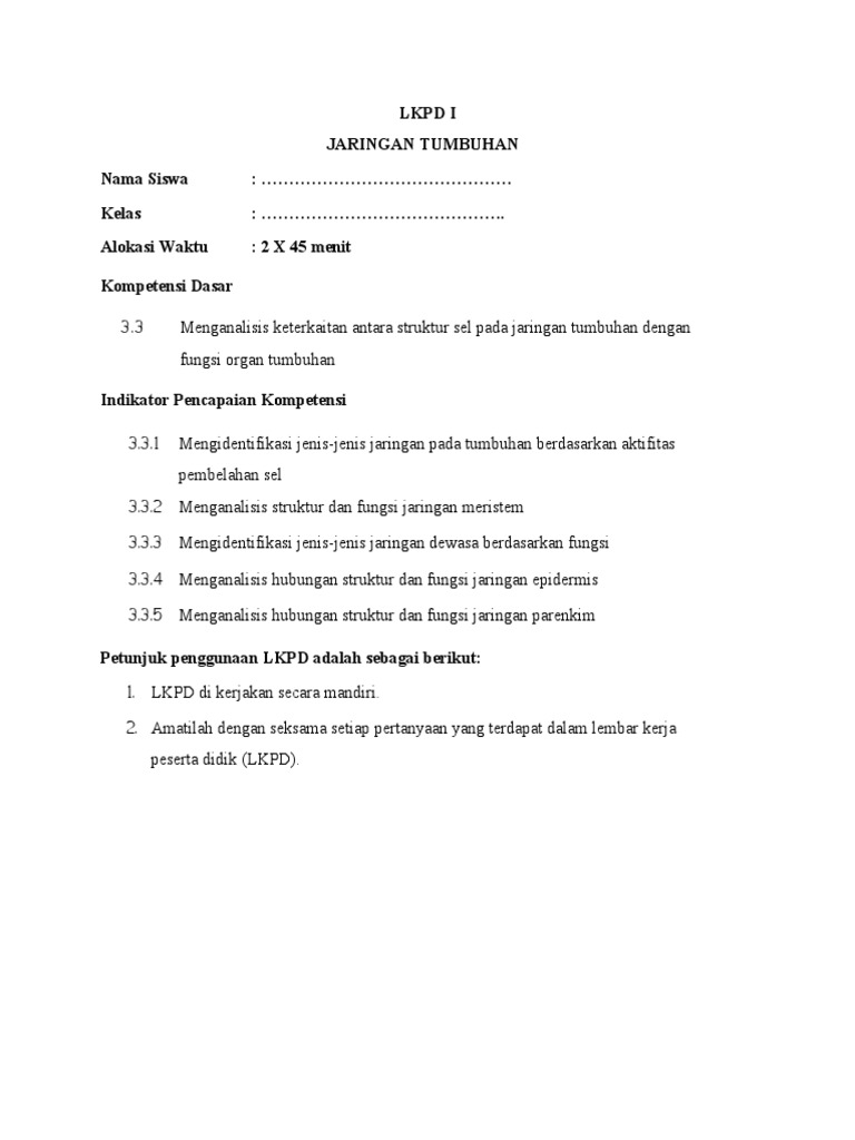 Struktur dan Fungsi Jaringan Tumbuhan | PDF