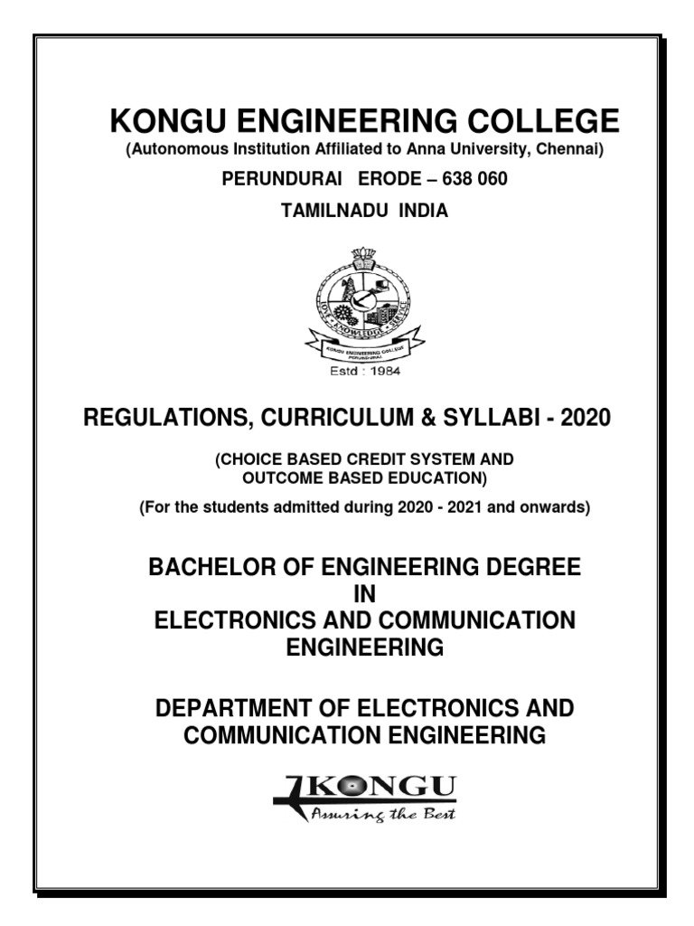 KEC ECE Regulations and Curriculum 2020 | PDF | Engineering | Bachelor ...