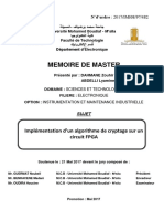 Memoire de Master: Implémentation D'un Algorithme de Cryptage Sur Un Circuit FPGA