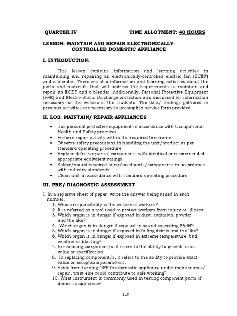 Consumer Electronics Servicing NC II Lmg9 p110137 PDF Electrostatic Discharge Personal