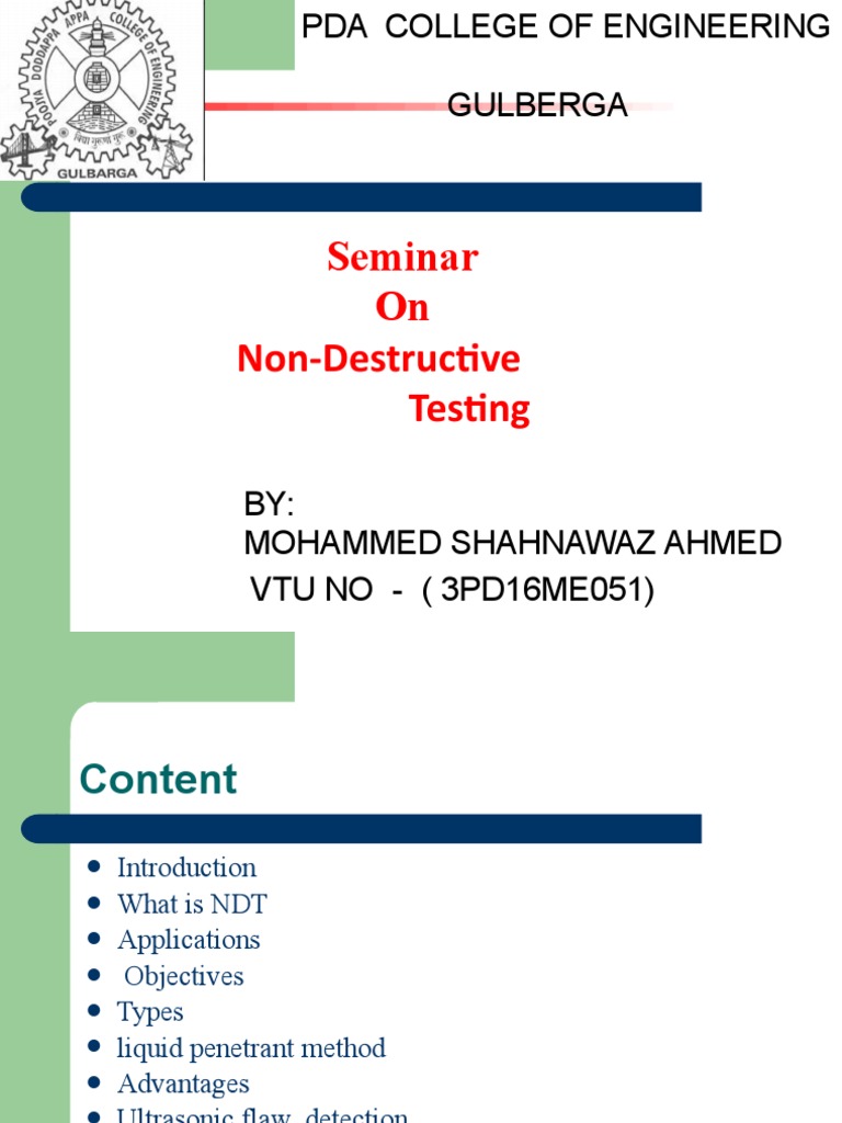Mech Ndt Ppt 1 Final Pdf Nondestructive Testing Materials