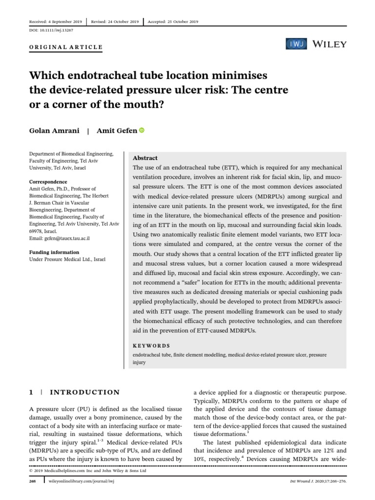 Which Endotracheal Tube Location Minimises The DeviceRelated Pressure