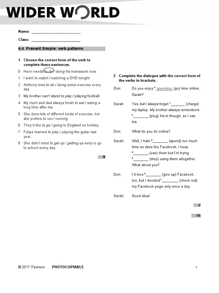 Wider World 2 Grammar Check U4 4 Group A | PDF | Language Families ...
