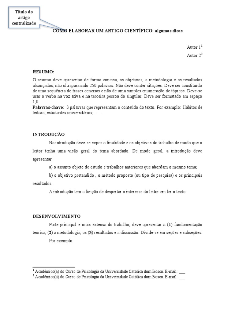 Como Elaborar um Artigo Científico | PDF | Abstract (resumo)