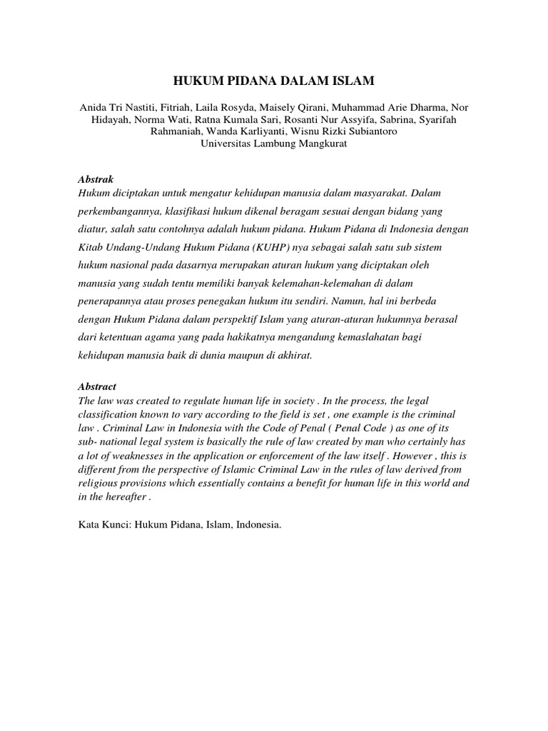 Artikel Hukum Pidana Dalam Islam | PDF