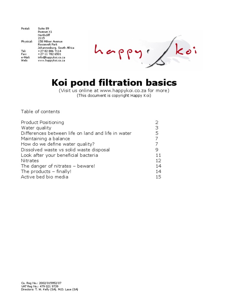 Koi Pond Filtration Basics | PDF | Osmosis | Diffusion