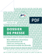 2020-12-18 DSIL-DETR Bilan 2020 Des Subventions D'investissement de L'etat Aux Communes Et Intercommunalités de Gironde - Dossier de Presse 2020