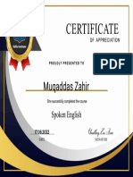 Muqaddas Zahir Certificate Spoken English