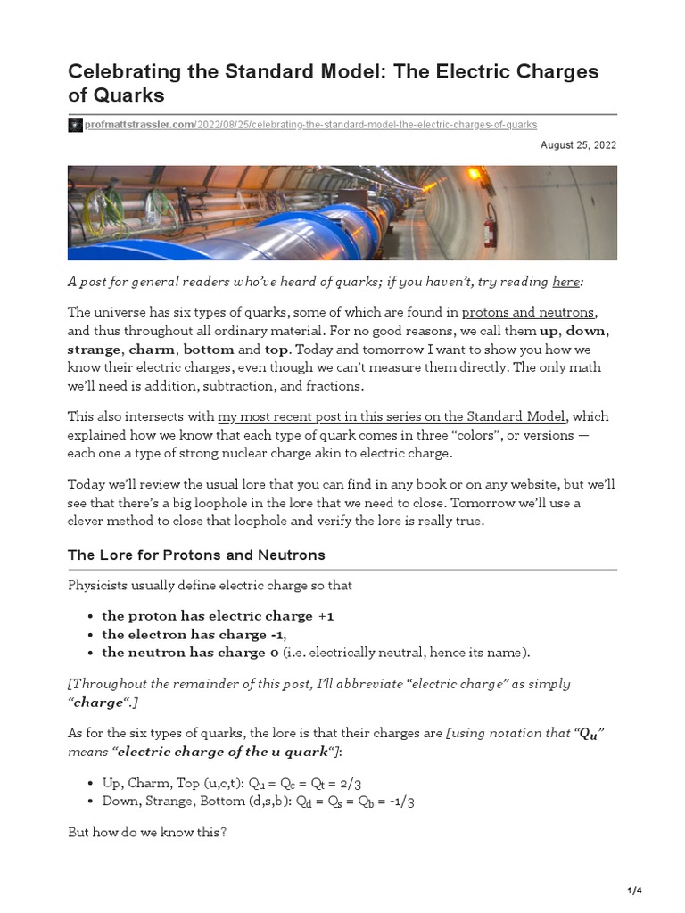 Celebrating The Standard Model The Electric Charges of Quarks | PDF ...
