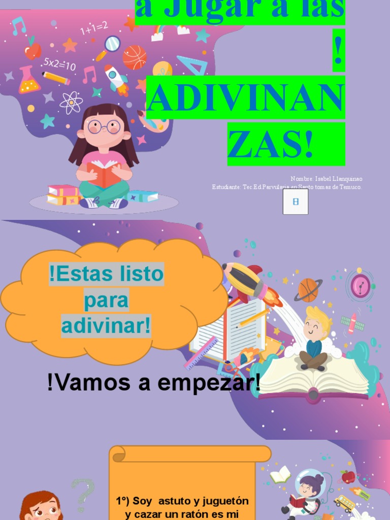 Adivinanzas para niños en educación parvularia | PDF | Hogar ...