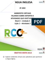 8º Ano 23 Ambientes Virtuais Falando Sobre Esportes e Atividades Que Você Gosta Nível 2 Unidade 3 Lição 1 Atividade 2