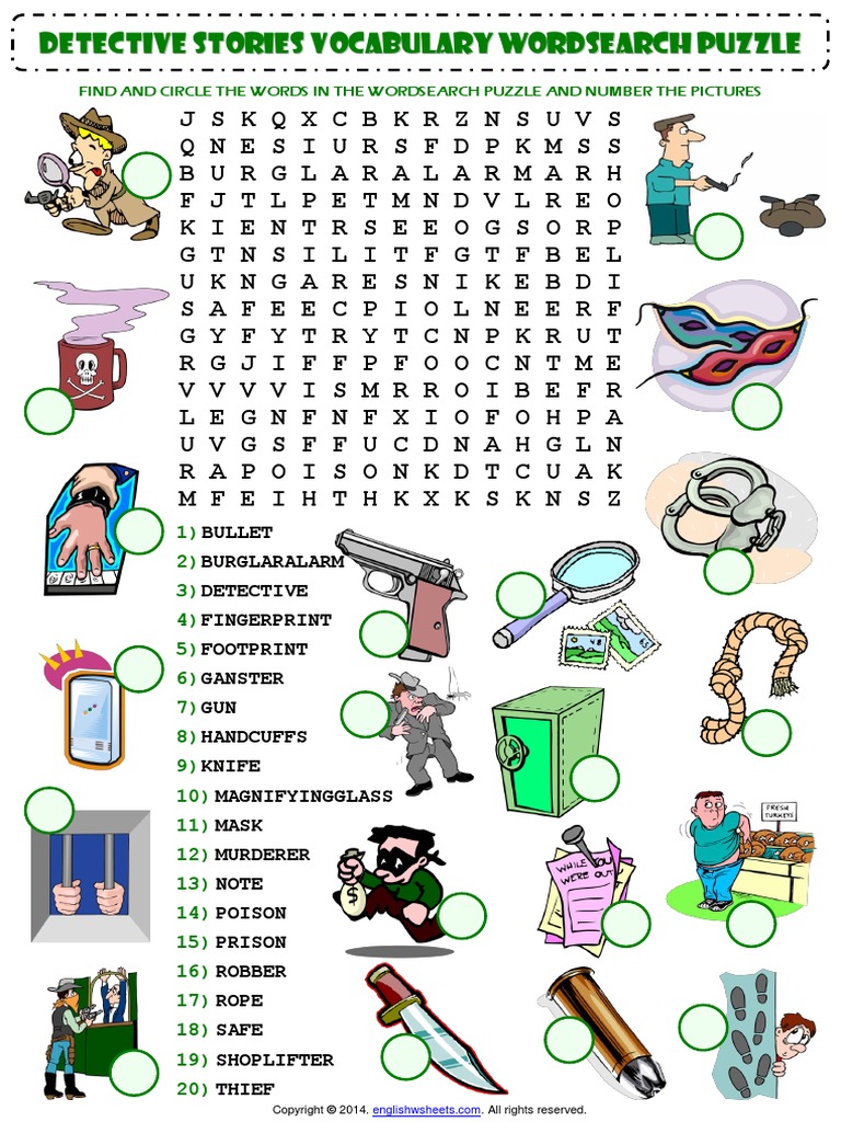 Detective Stories Esl Vocabulary Wordsearch Puzzle Worksheet | PDF ...