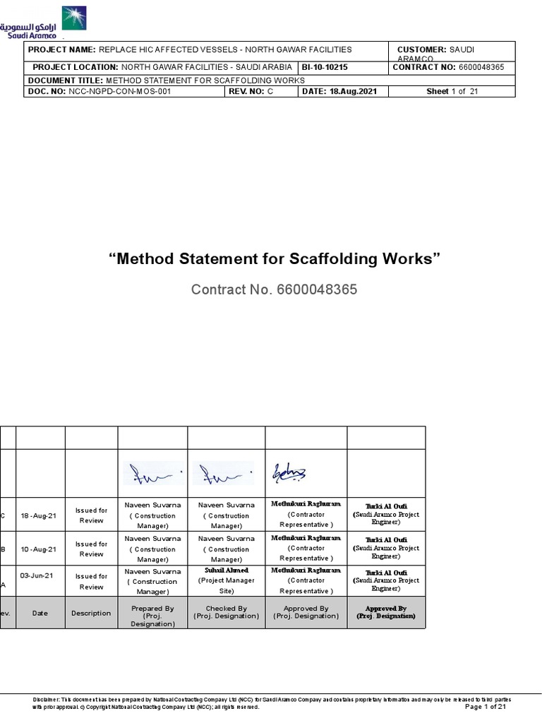 Ncc ngpd con mos 001 rev c method statement for scaffolding works