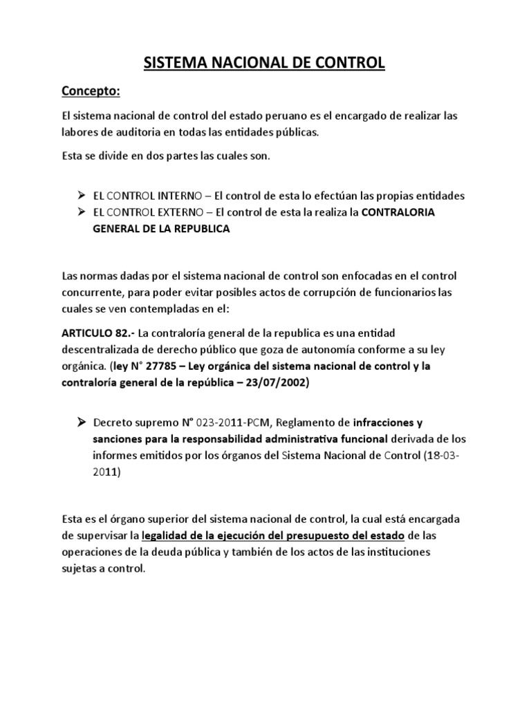 Control Estatal en Perú: Auditoría Pública | PDF | Estado (política ...