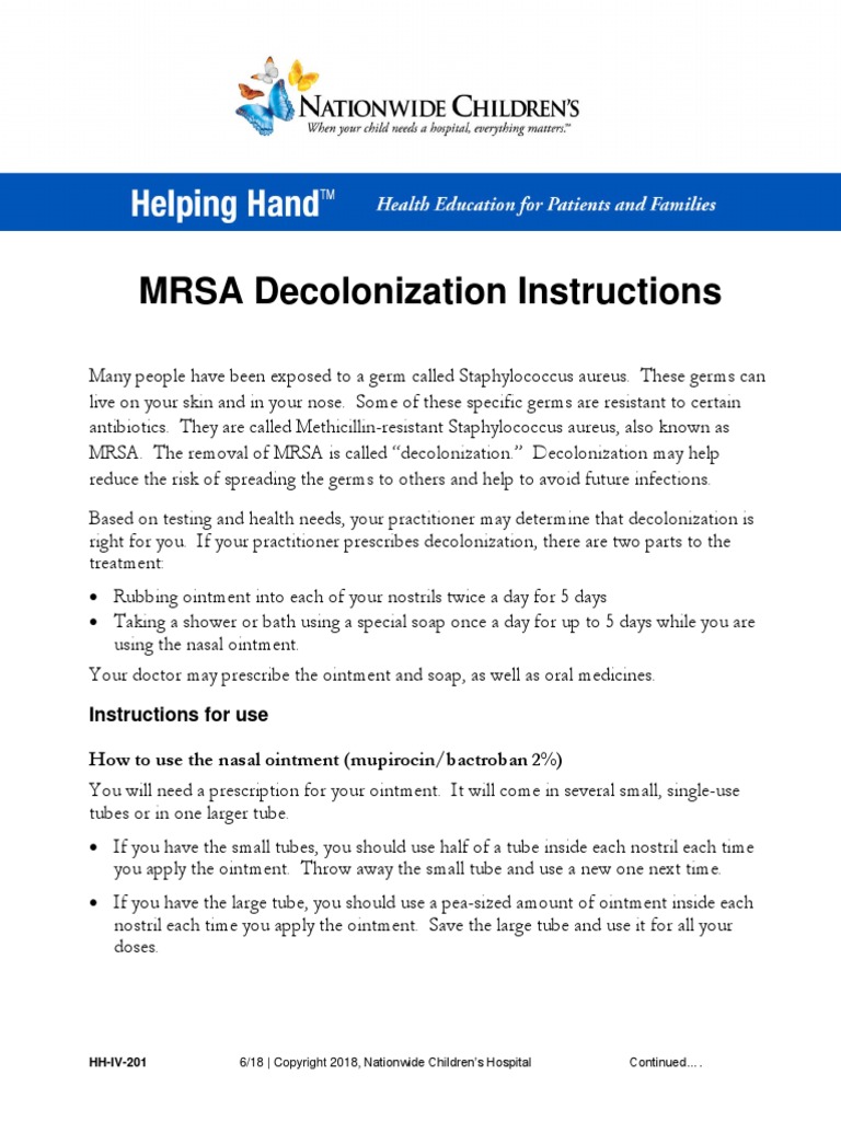 HHIV201 PDF Methicillin Resistant Staphylococcus Aureus Topical