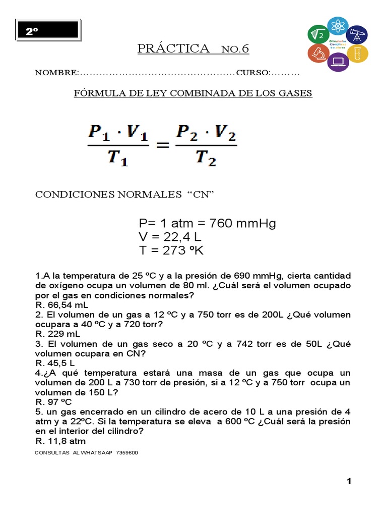 Ley Combinada de Gases y CN | PDF