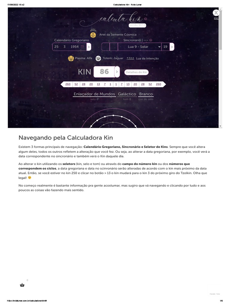 Calculadora Kin - Rota Lunar | PDF | Calendário | Lua