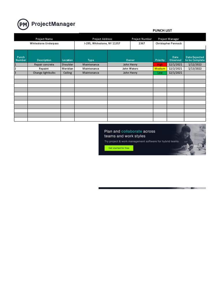 Free_Punch_List_Template_ProjectManager_ND PDF