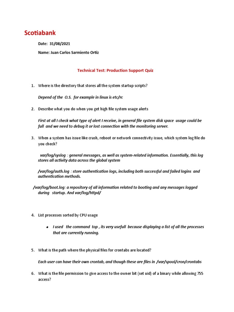 Technical Test. System Support Analyst Senior | PDF | Computer File ...