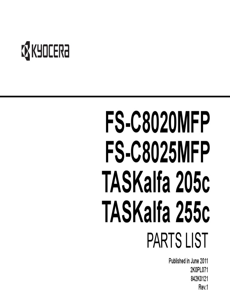 Parts list for the fs c8020mfp fs c8025mfp taskalfa 205c and