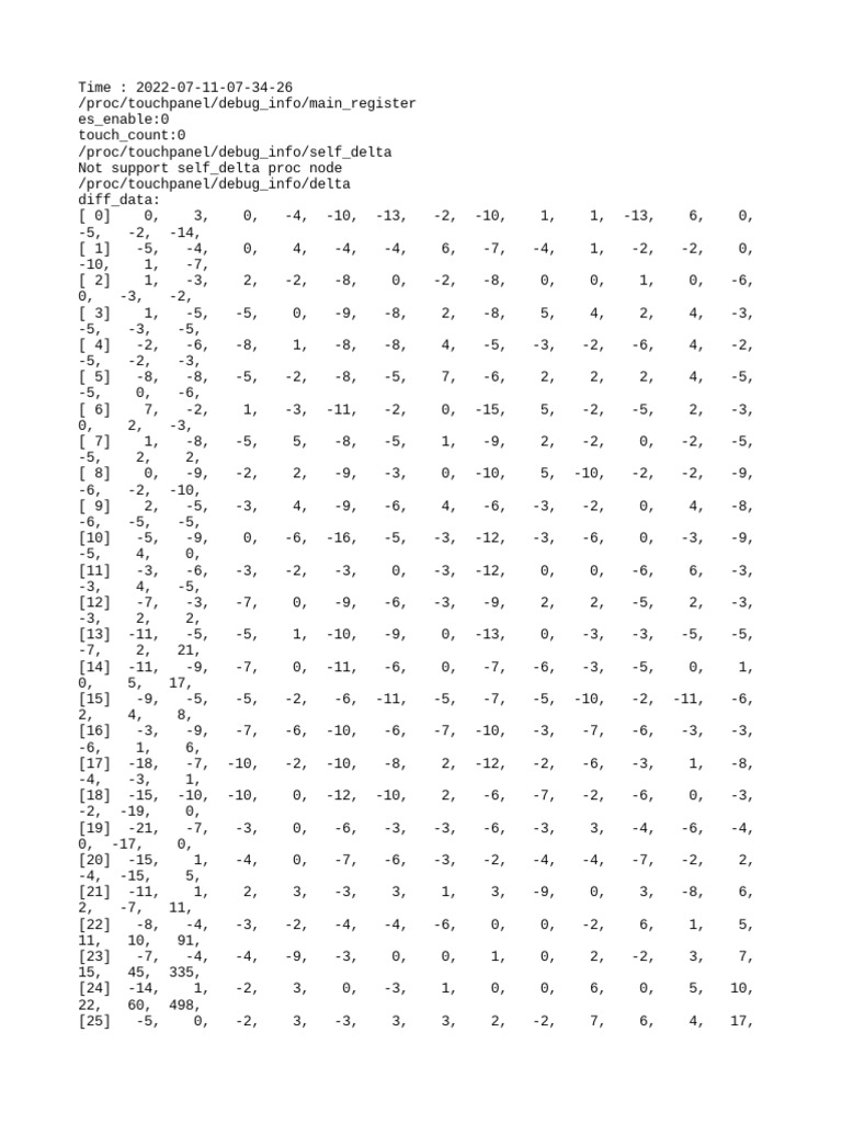 Touchpanel Debug Info Report | PDF | Data | Computer Data