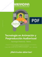 Brochure Tecnologia en Animacion y Posproduccion Audiovisual Areandina Pereira 2022