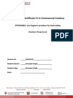 SIT40516 - Certificate IV in Commercial Cookery: SITXFSA001-Use Hygiene Practices For Food Safety Student Homework