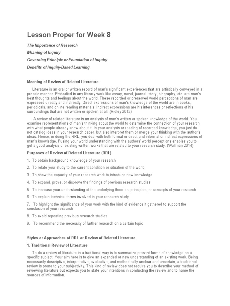 Inquiry and Literature Review Essentials | PDF