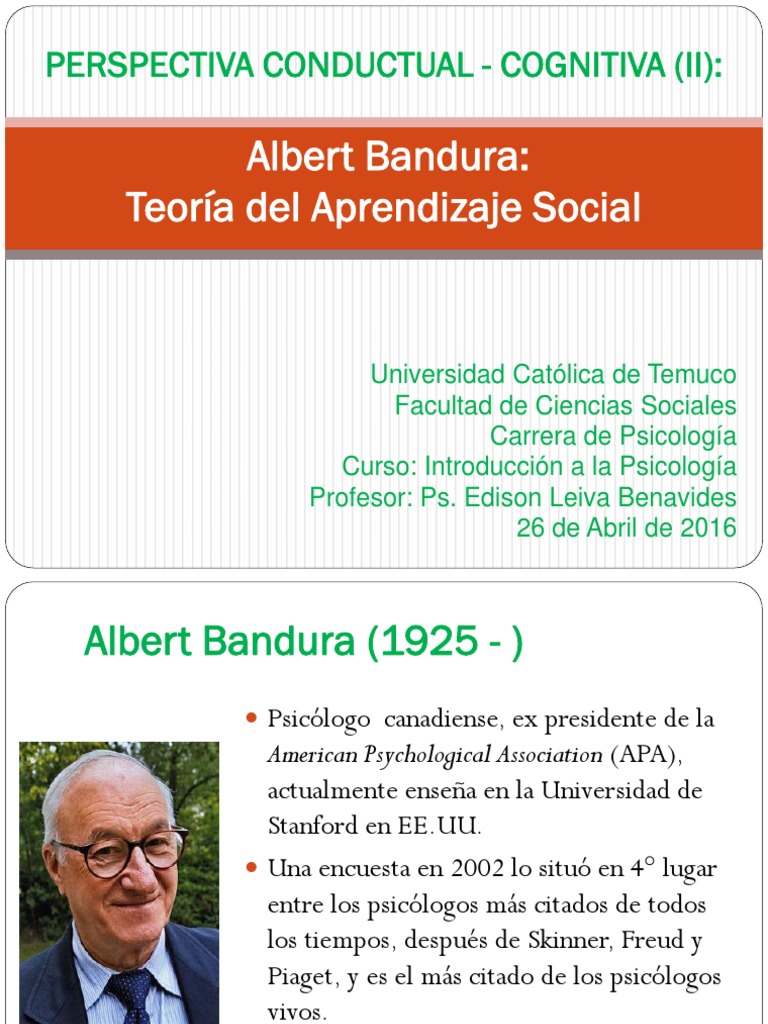 Albert Bandura Teoría Del Aprendizaje Social Pdf Sicología