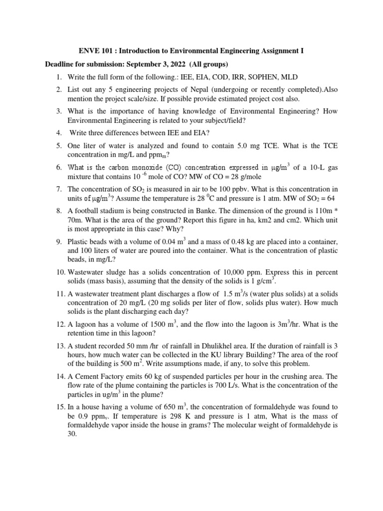 Assignment 1 2022 PDF Water Density