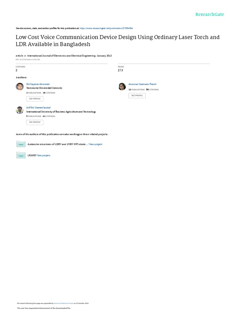 Low Cost Voice Communication Device Design PDF Amplifier