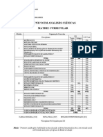 Organização Curricular Analises Clinicas