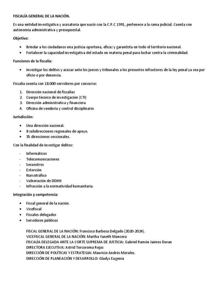 Fiscalía General de La Nación | PDF | Gobierno | Ley Pública