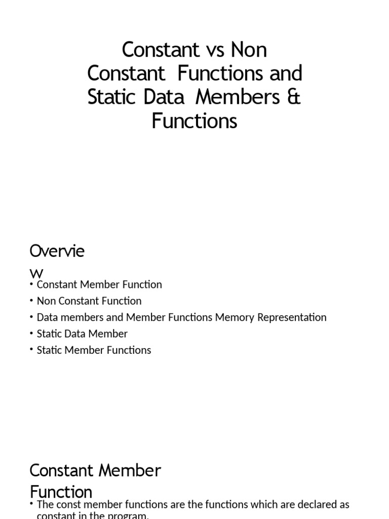 4-Const Vs Non-Const Functions Amd Static Data Members Functions | PDF ...