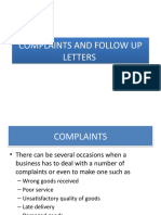 Plaints and Follow Up Letters