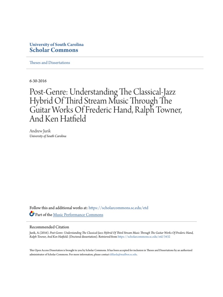 Post-Genre: Understanding The Classical-Jazz Hybrid of Third Stream ...